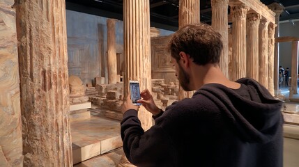 Capturing Ancient History: Tourist at Temple of Olympian Zeus