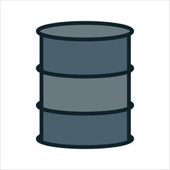 Steel barrel stored in an industrial warehouse