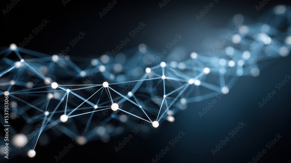 Poster a network of interconnected nodes and lines glows in a dark setting, symbolizing technology, data co