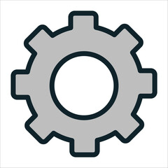 Gear symbol with outline in simple design