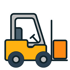 Heavy machinery loading cargo in a warehouse area