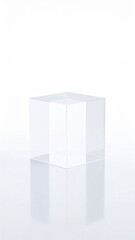 Transparent Acrylic Cube on White Background