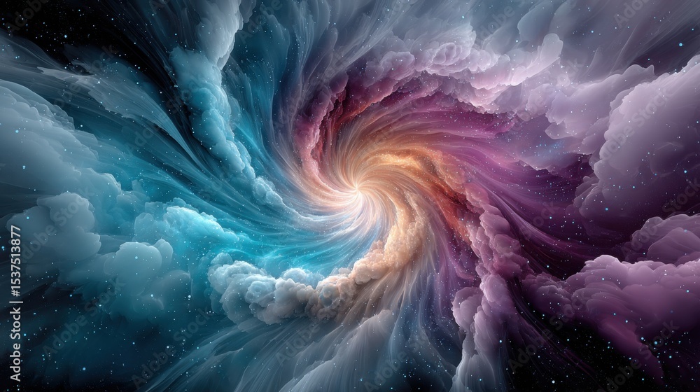 Aufkleber a mesmerizing cosmic swirl of vibrant colors and light unfolds in a space nebula, creating an awe-in