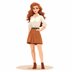 Professional Young Woman Standing Cartoon Vector Image for Business Presentations