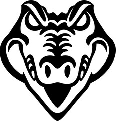 Crocodile Alligator Vector. Black and White Monochrome Silhouette. American Wildlife Animal Art. Swamp Reptile Conservation