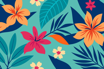 Obraz premium tropical-exotic-floral-seamless-print--.svg