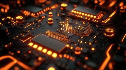 Obraz premium Close-up of glowing circuit board