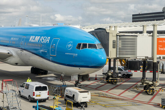 Amsterdam, Netherlands: klm asia plane at the schiphol airport in Amsterdam