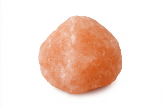 Close-up of a himalayan pink salt rock, showcasing its unique texture and color on a transparent background