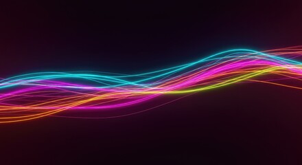 Fototapeta premium Neon drift luminous streaks cutting through dark gradient space
