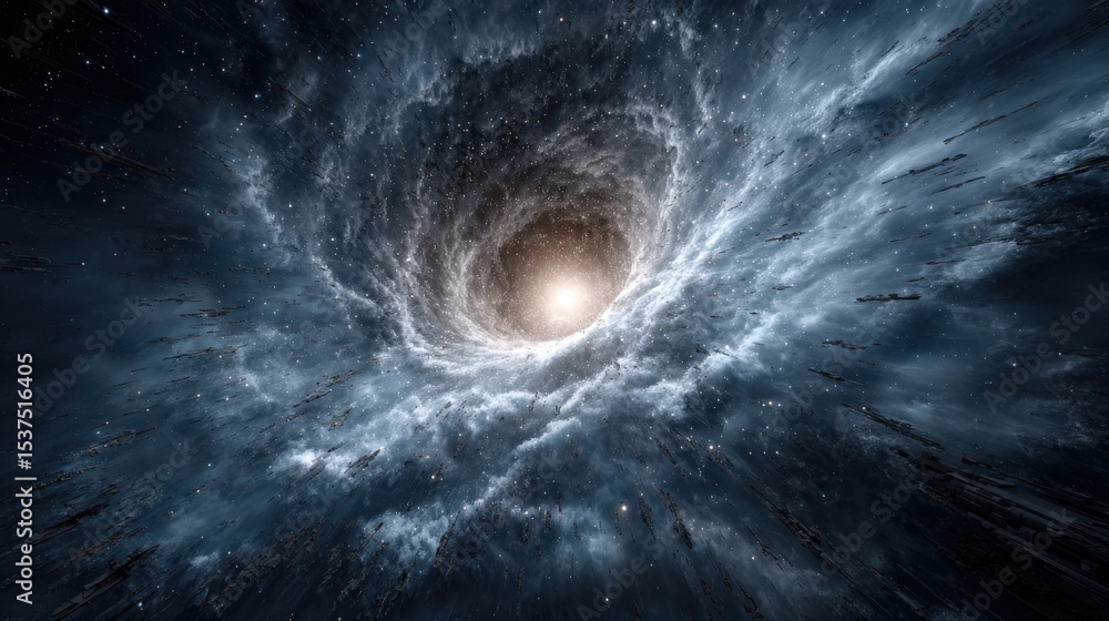 Poster a stunning view of a spiral galaxy in deep space shows vibrant cosmic clouds swirling around a brigh