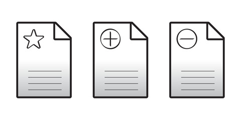 Document management and labeling icons – favorite, add, remove