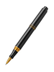 Naklejka premium luxury black and gold fountain pen isolated on transparent background 