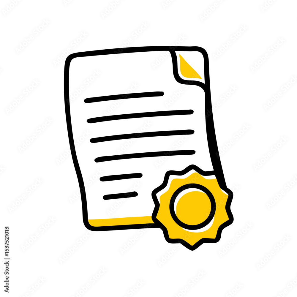 Poster hand draw document with seal or stamp icon for web and graphic design