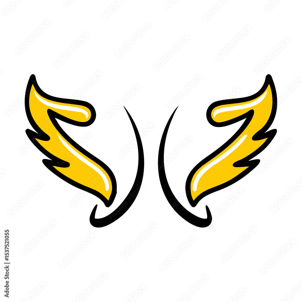 Poster hand draw dynamic upturned twin wings icon for web and graphic design