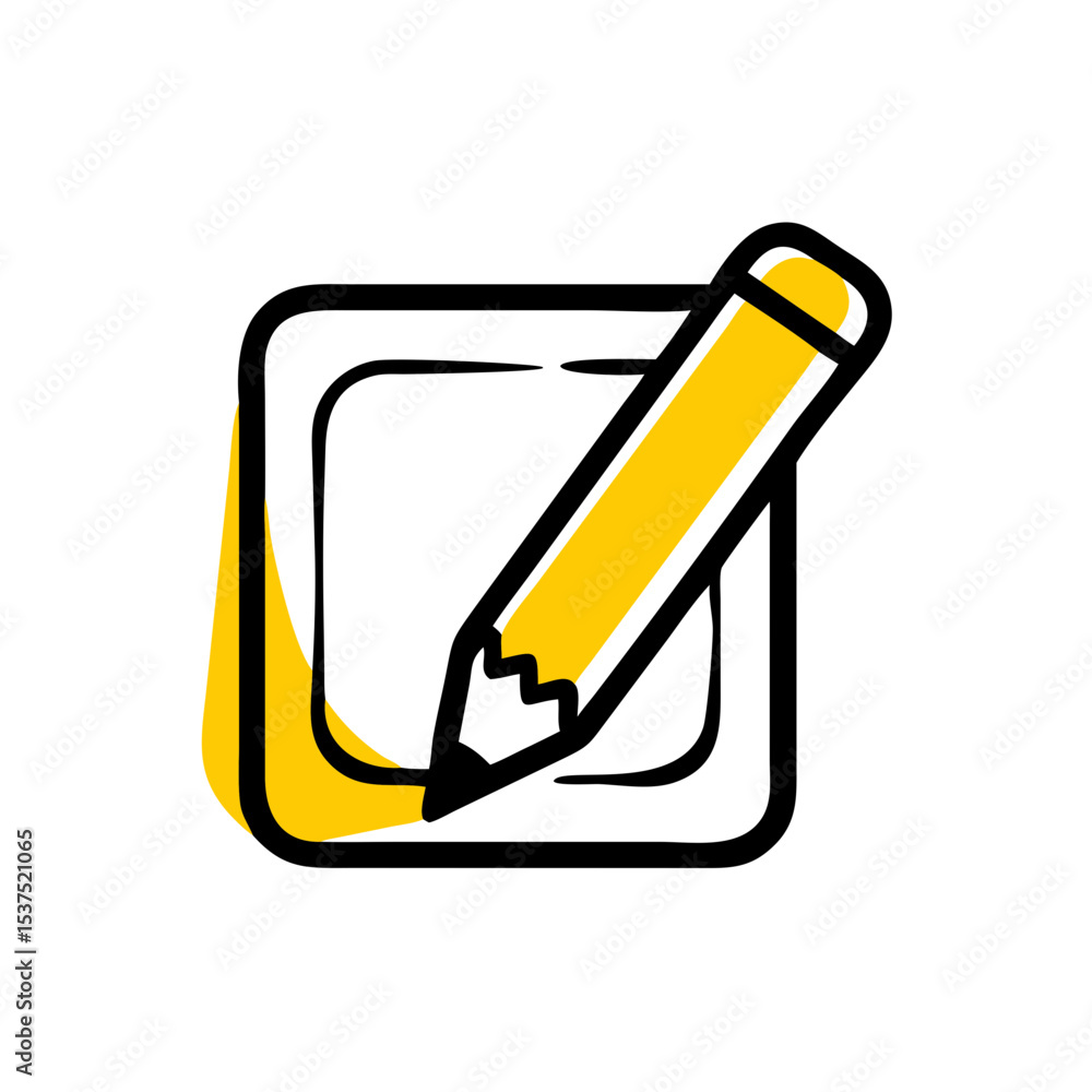 Poster hand draw edit pencil in square icon for web and graphic design