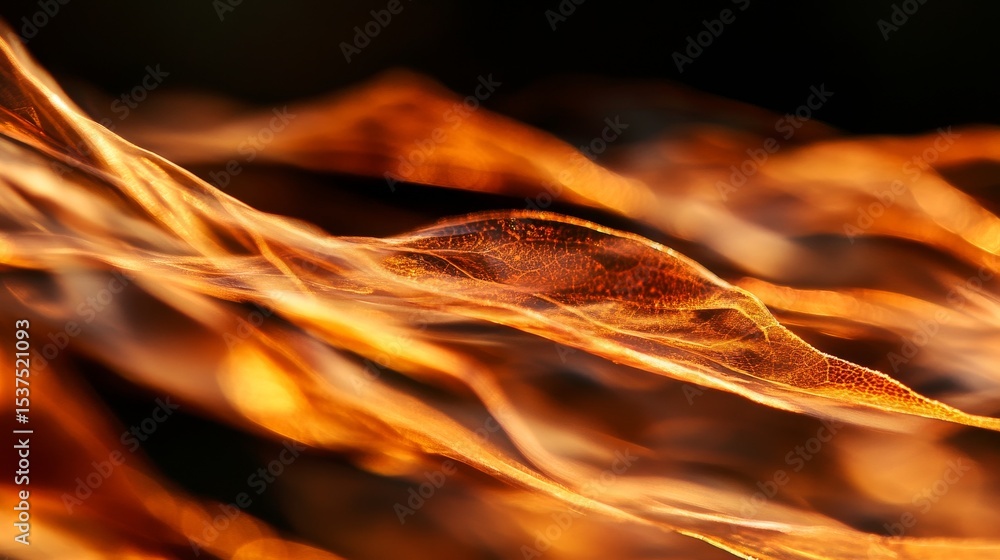 Poster abstract patterns of orange and gold waves flowing together in a rhythmic display of light