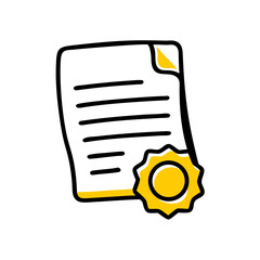 Hand Draw document with seal or stamp icon for Web and Graphic design
