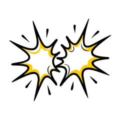 Hand Draw dual bubble explosion burst icon for Web and Graphic design
