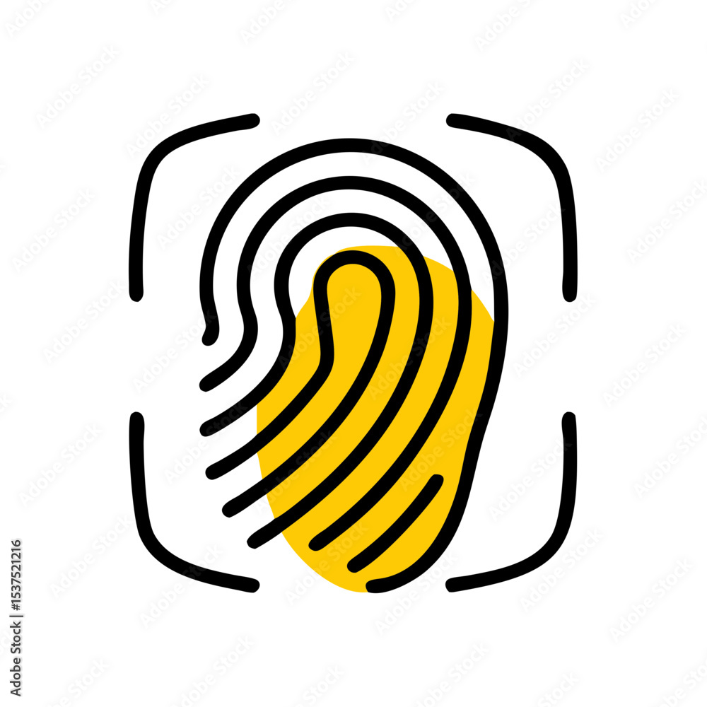 Poster hand draw fingerprint id biometrics icon for web and graphic design