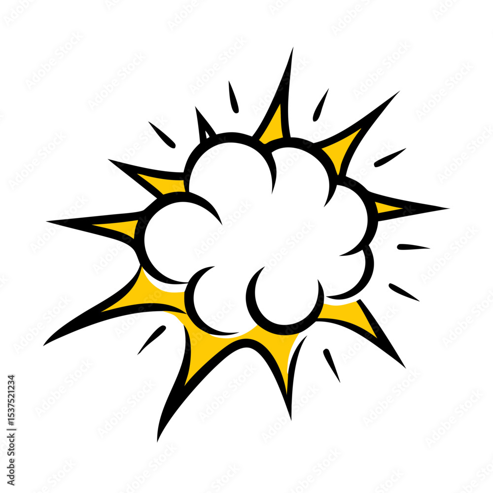 Poster hand draw flared cloud like explosion shape icon for web and graphic design