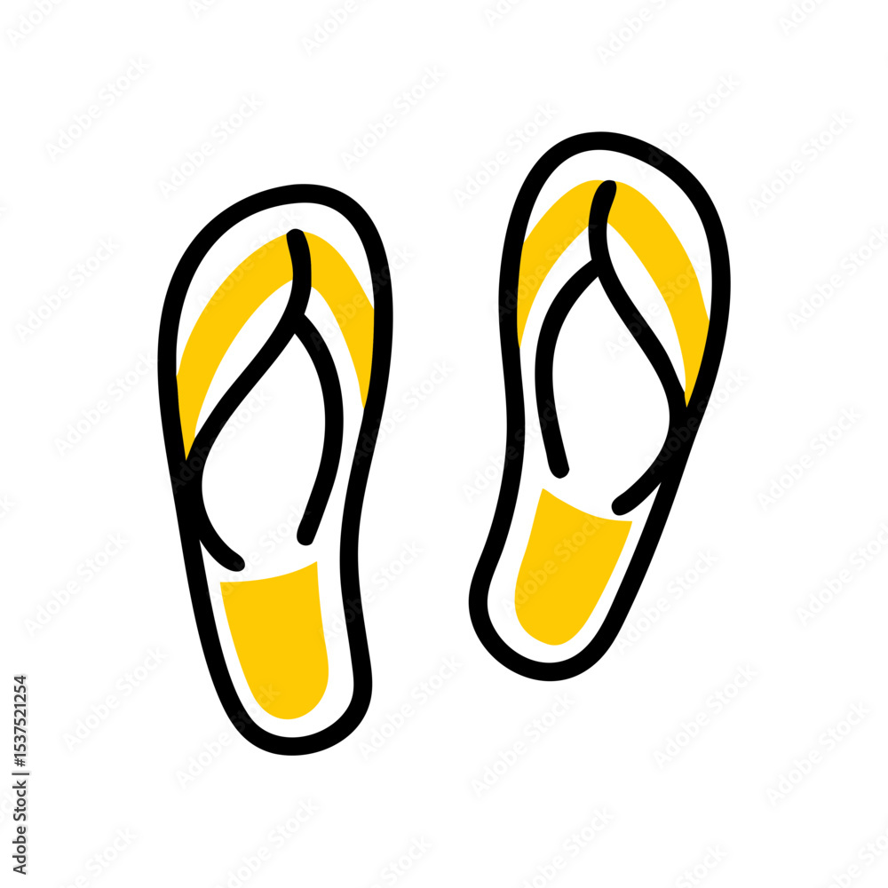 Poster hand draw flip flops different style icon for web and graphic design
