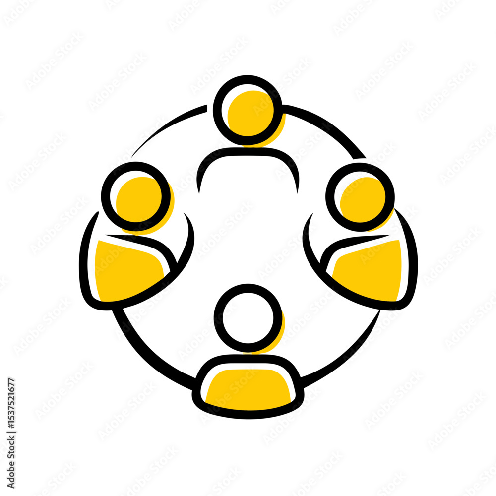 Poster hand draw group discussion or support circle icon for web and graphic design