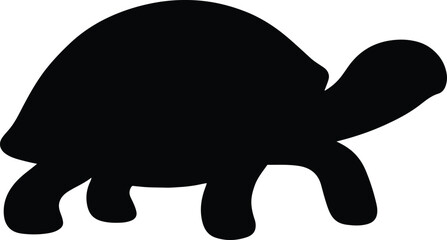 Silhouette black turtle walking slowly vector illustration