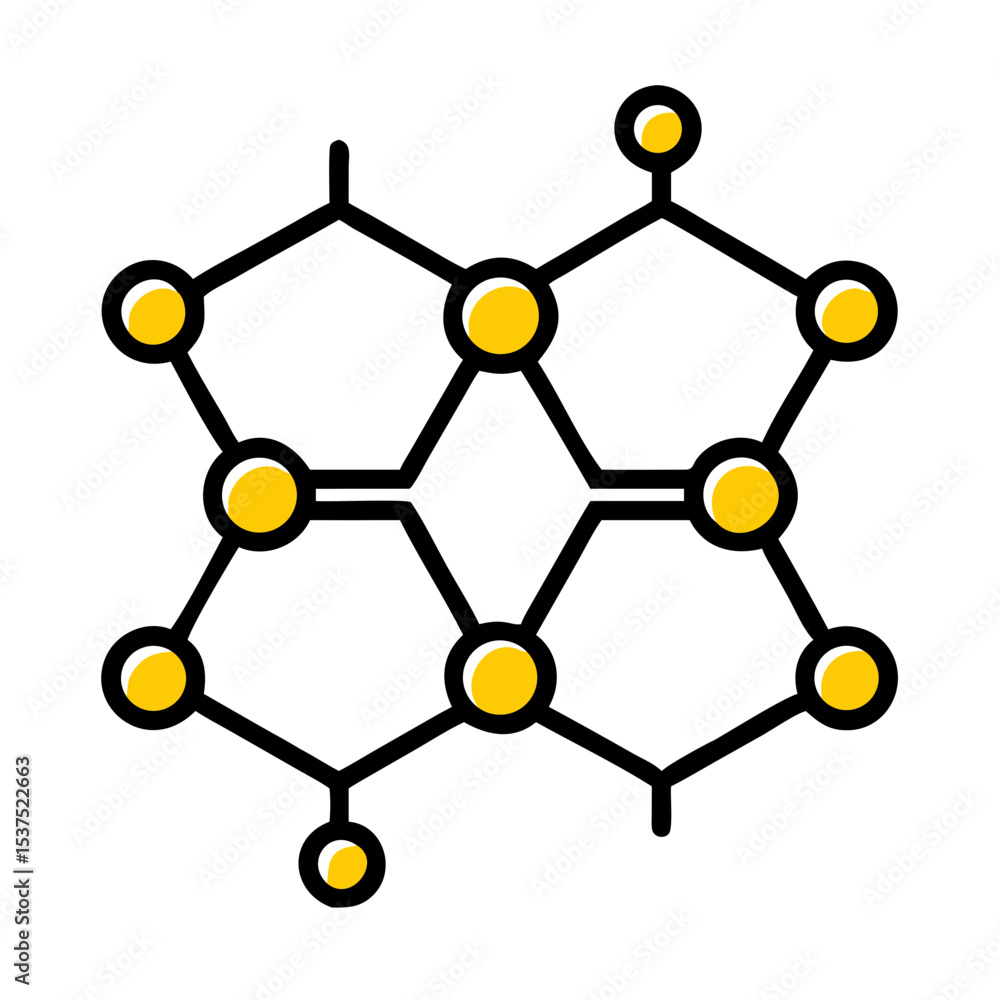 Poster hand draw hexagonal molecule for web and graphic design