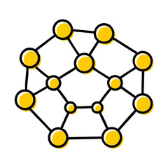 Hand Draw hexagonal molecule structure for Web and Graphic design