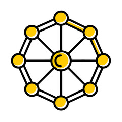 Hand Draw hexagon with network nodes for Web and Graphic design