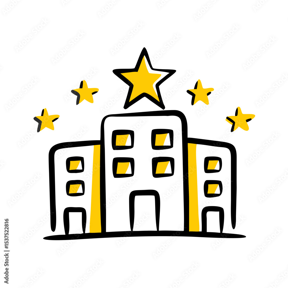 Poster hotel building with stars icon on transparent background for web and graphic design for web and grap