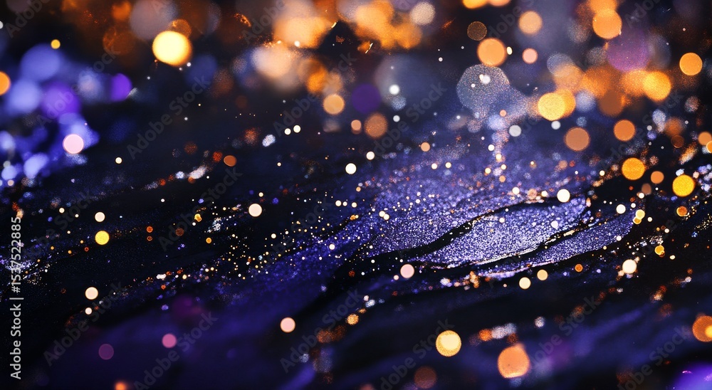 Poster vibrant colors and shimmering particles create an enchanting abstract background