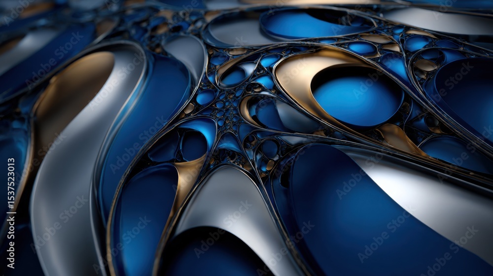 Poster a striking blend of blue and gold textures forms a mesmerizing abstract composition, revealing intri