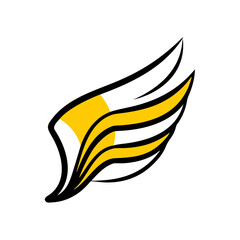 Layered abstract wing icon on transparent background for web and graphic design for Web and Graphic design