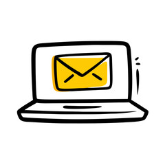Laptop email on transparent background for web and graphic design for Web and Graphic design
