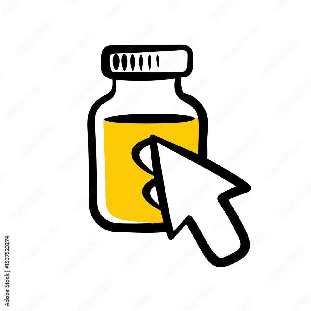 Poster medicine bottle with cursor on transparent background for web and graphic design for web and graphic