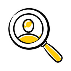 Magnifying glass with person on transparent background for web and graphic design for Web and Graphic design