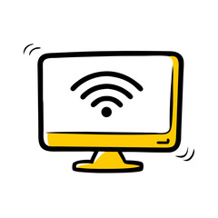 Monitor with wireless signal icon on transparent background for web and graphic design for Web and Graphic design