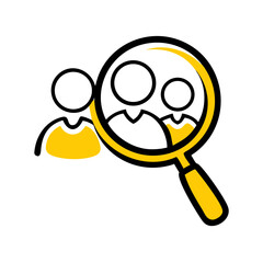 People under magnifier icon on transparent background for web and graphic design for Web and Graphic design