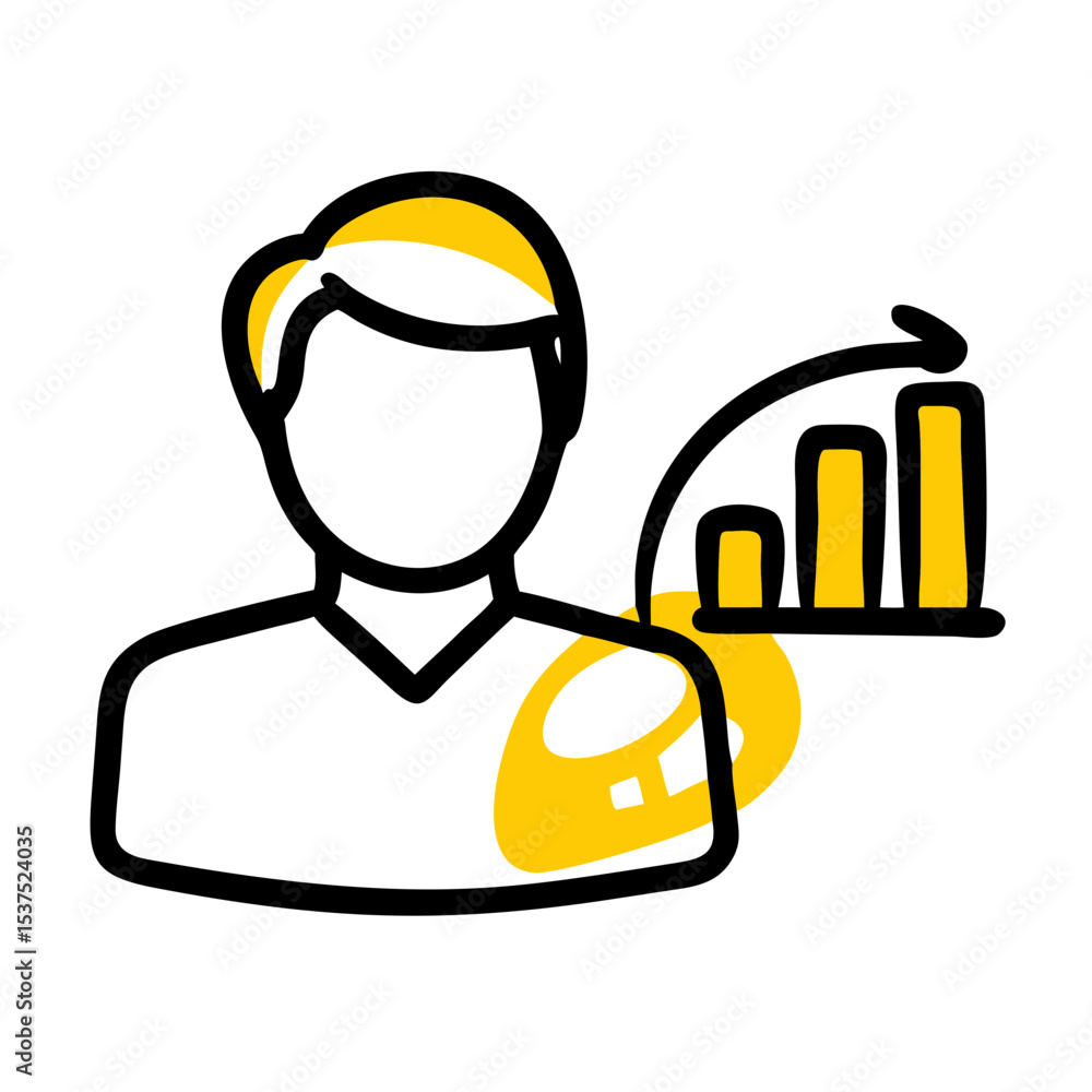 Poster person with gear analyst icon on transparent background for web and graphic design for web and graph