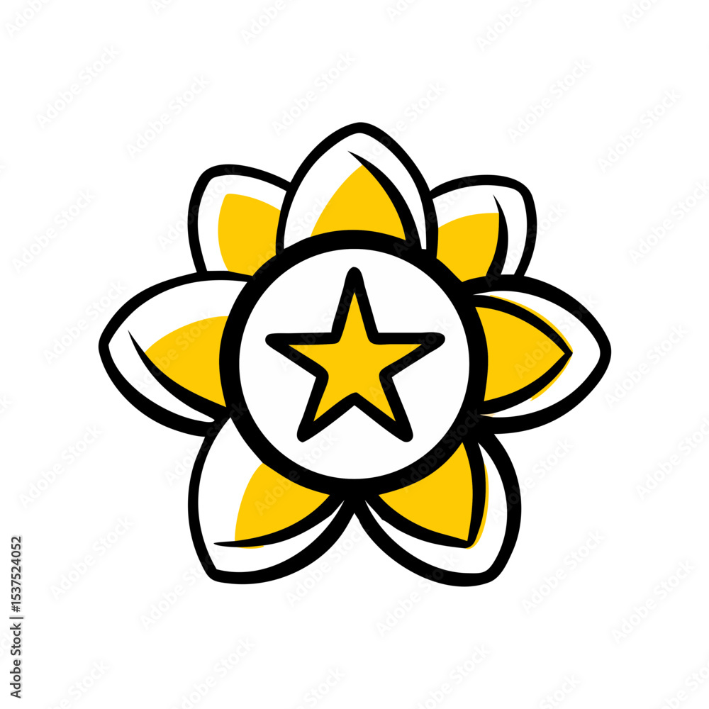 Poster petal circle with inner star icon on transparent background for web and graphic design for web and g