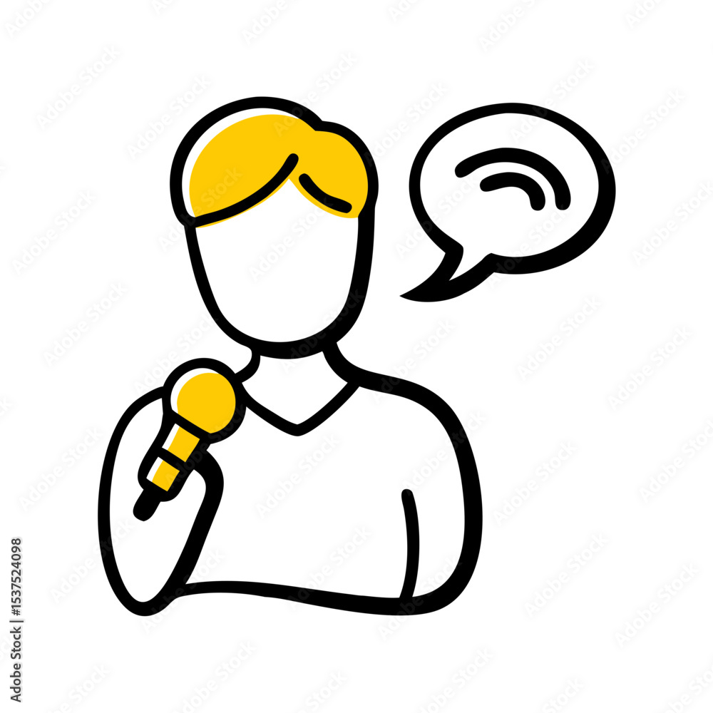 Poster person talking mic icon on transparent background for web and graphic design for web and graphic des