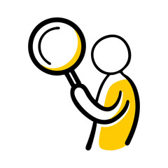 Person with magnifying glass icon on transparent background for web and graphic design for Web and Graphic design