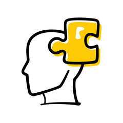 Person with puzzle piece head on transparent background for web and graphic design for Web and Graphic design
