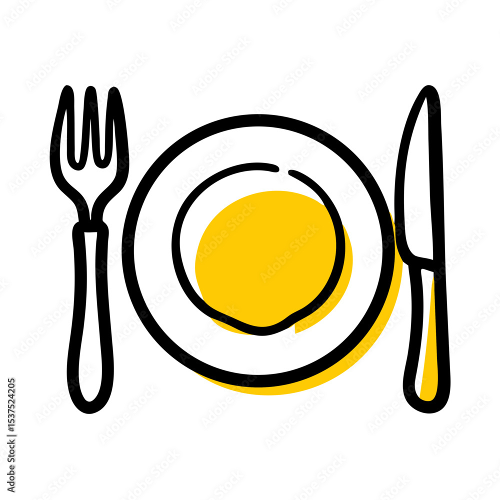 Poster plate with fork and knife icon on transparent background for web and graphic design for web and grap