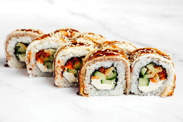 delivery of Japanese rice and fresh fish dishes