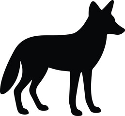 Silhouette coyote standing wild mammal flat vector illustration
