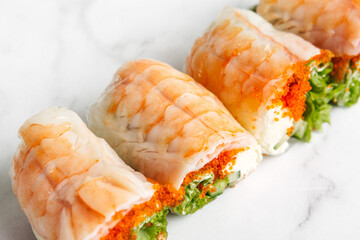 delivery of Japanese rice and fresh fish dishes