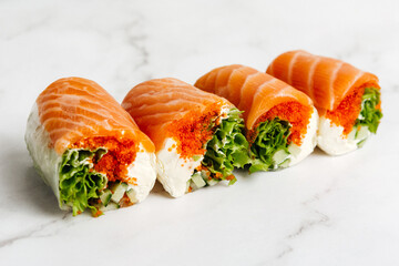 delivery of Japanese rice and fresh fish dishes